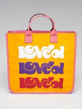 Gucci Pink/Yellow Coated Canvas Rainbow "Loved" Children's Tote Bag